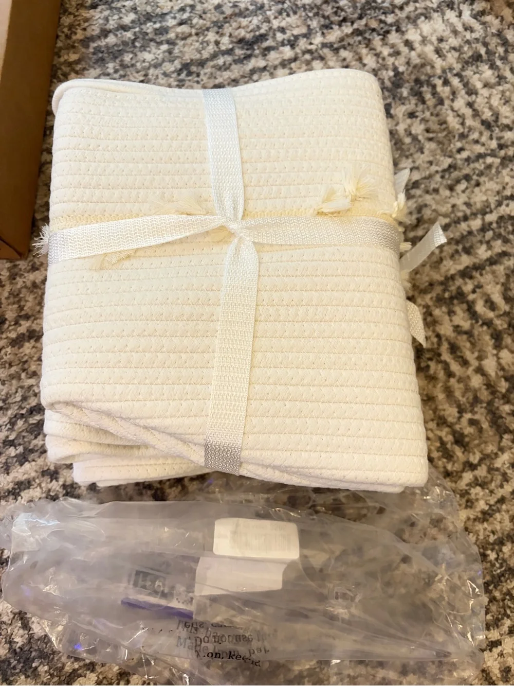 Neutral Cream Rope Baskets with Tassel Trim - Set of 3 (13”x13”)